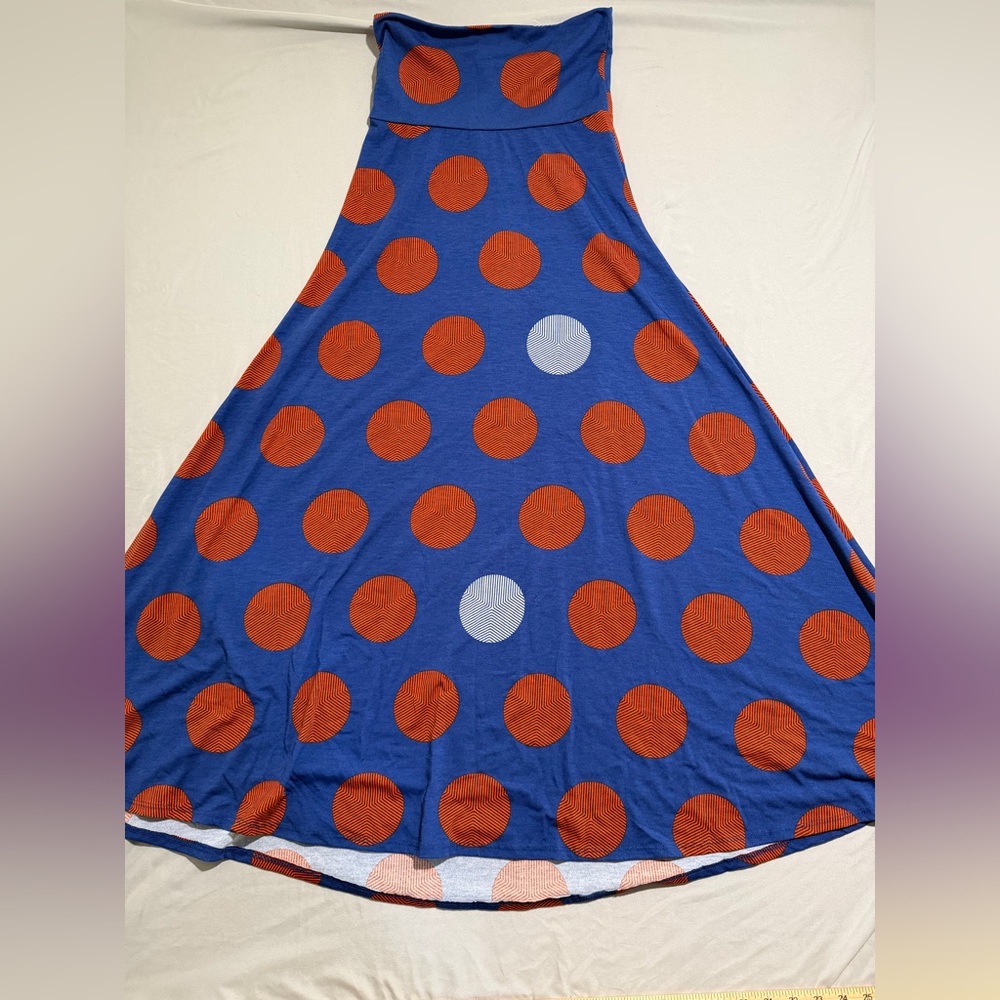 Lula Roe Blue Spotted strapless tube top 38" dress‎ women's XXS